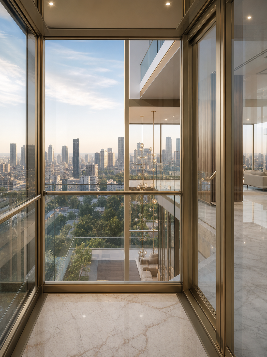 Panoramic upper-floor view
